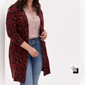 Torrid Burgundy Leopard Cardigan